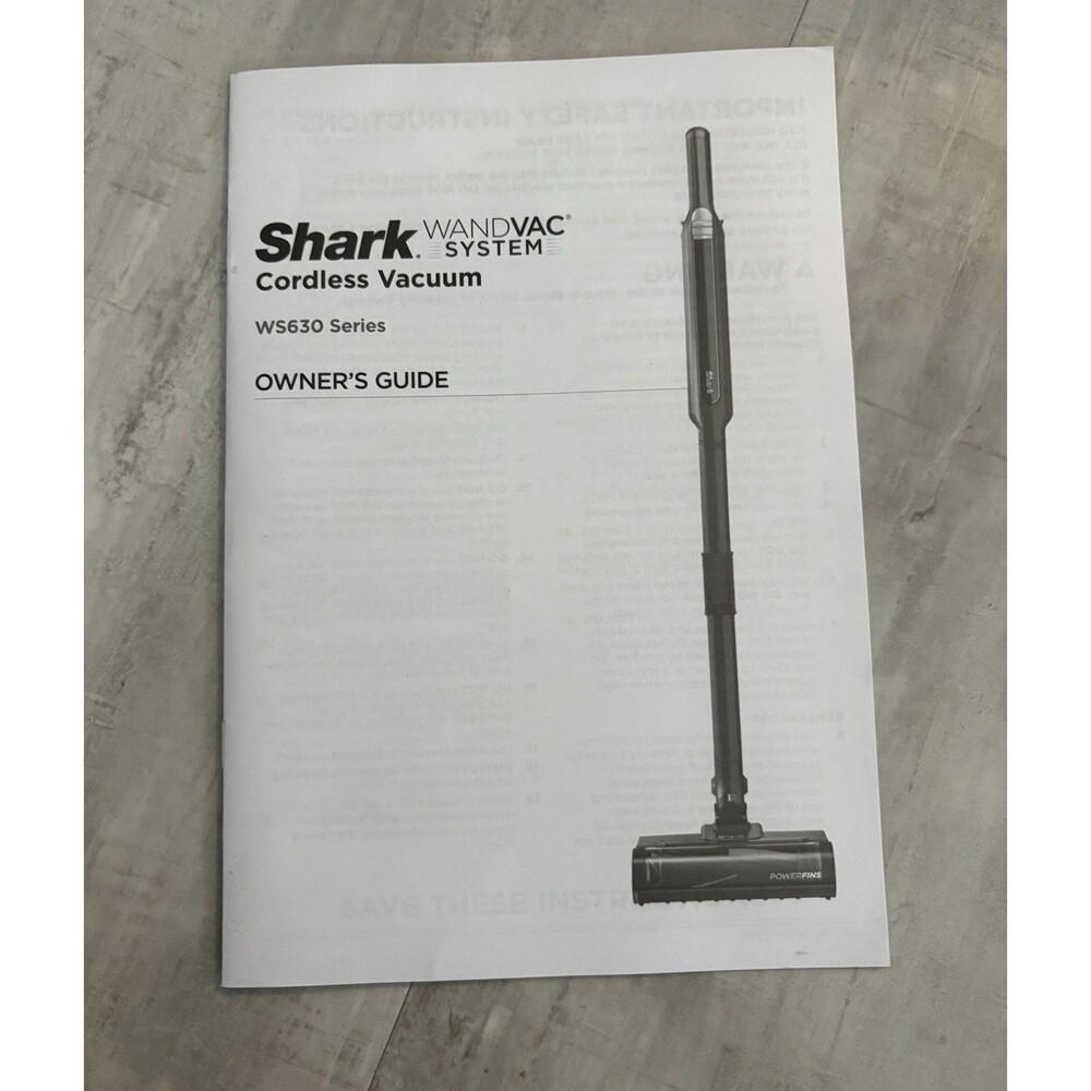 Shark WandVac System WS630 Series Owner Manual guide Operating instructions